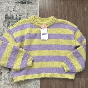 ASOS Only Sweater in Lime and Lilac Stripe